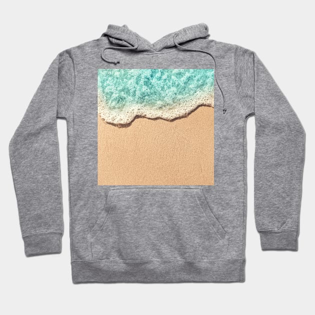 Blue Ocean Waves And Yellow Sand Hoodie by GoldenLionCrafts